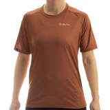 Brown t-shirt with 'Brava' logo on a white background